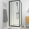 Aurlane Cabine de douche carrée 80x80x200 cm - Porte pivotante - Fonds Blancs & Profilés Noir Mat