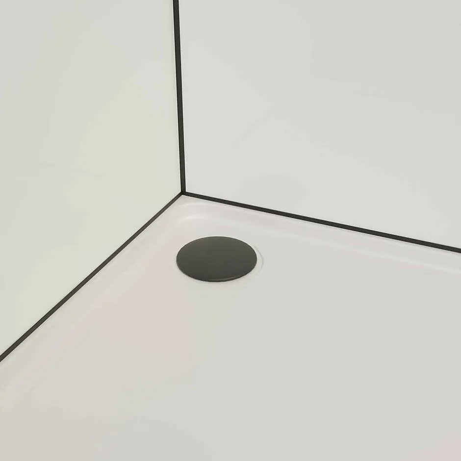 Aurlane Cabine de douche carrée 80x80x200 cm - Porte pivotante - Fonds Blancs & Profilés Noir Mat