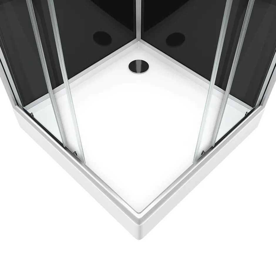 Aurlane Cabine de douche carrée 80x80x195 - Portes coulissantes en verre trempé 5mm - SQUARY BLACK 2* Cabine De Douche