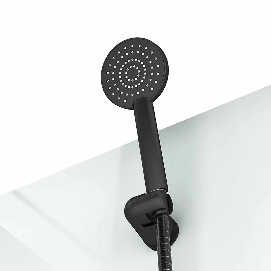 Aurlane Cabine de douche carrée 80x80x200cm - Porte pivotante - Fonds Blancs - Receveur et Profilés Noirs* Cabine De Douche