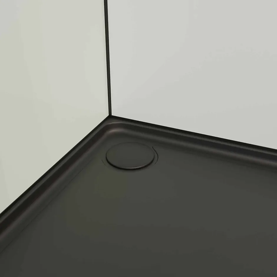 Aurlane Cabine de douche carrée 80x80x200cm - Porte pivotante - Fonds Blancs - Receveur et Profilés Noirs* Cabine De Douche