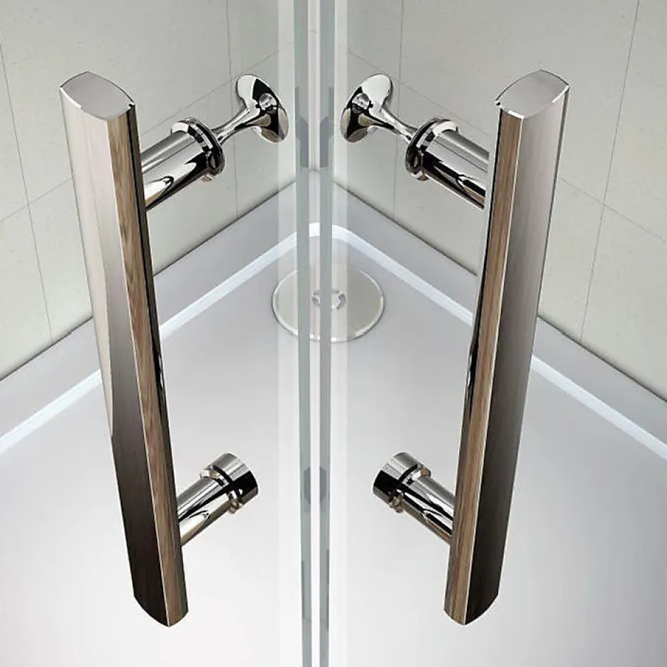 AICA Sanitaire Cabine de douche coulissante angle 100x90x185 cm - Verre sécurit 6 mm - Chrome