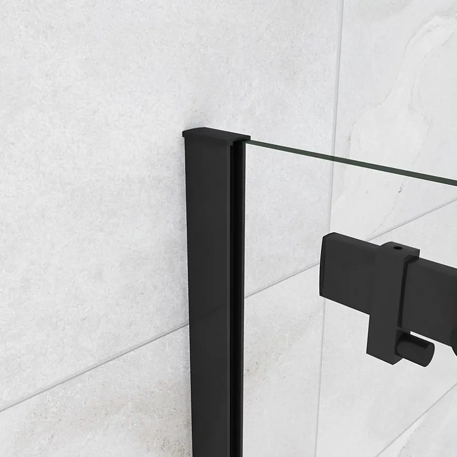 AICA Sanitaire Cabine de Douche Coulissante en Verre Anticalcaire 8 mm - 120x90x200 cm - Noir Mat - Montage Réversible* Cabine De Douche
