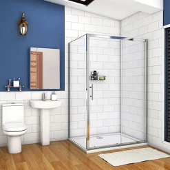 AICA Sanitaire Cabine de douche coulissante - 120 x 70 x 190 cm - 5 mm Verre sécurit transparent - Aluminium chromé* Cabine De Douche