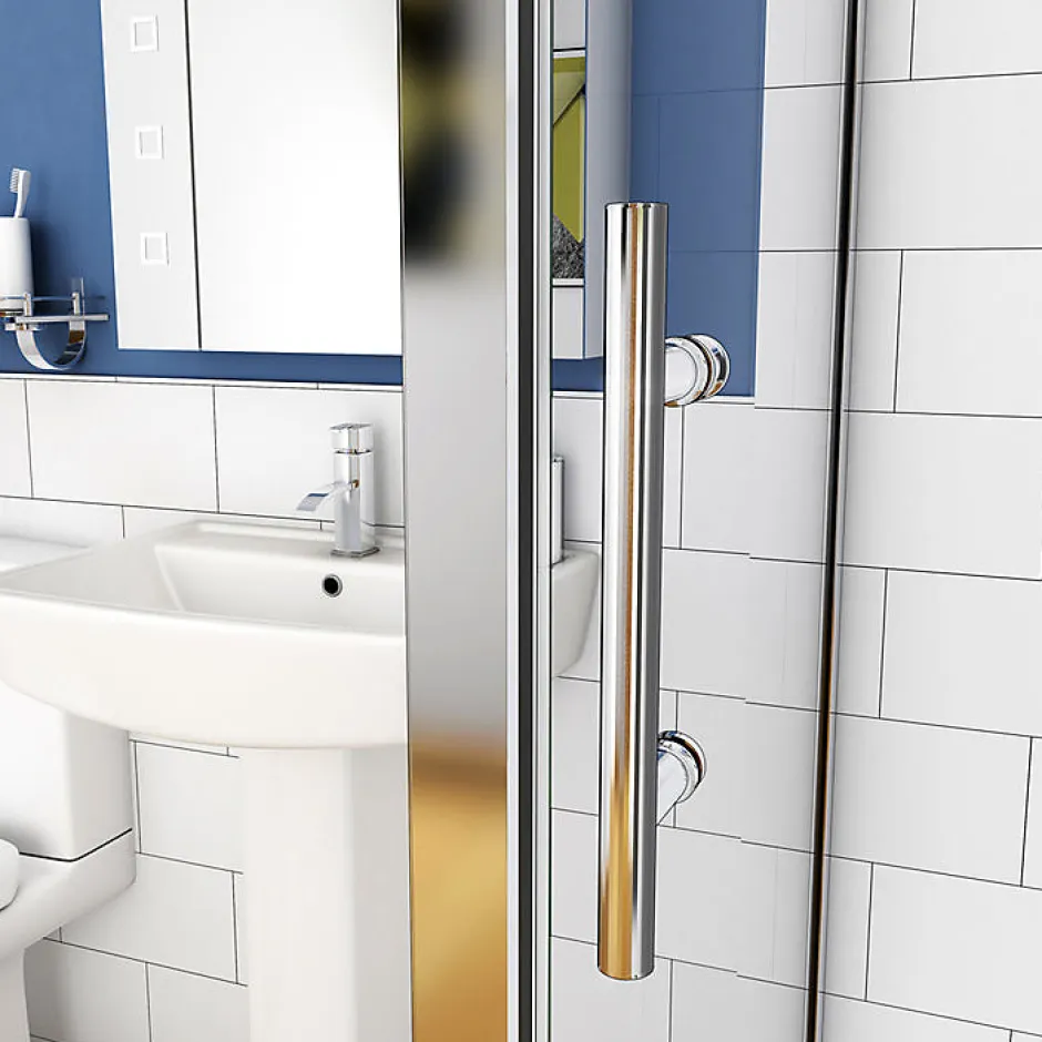 AICA Sanitaire Cabine de douche coulissante - 120 x 70 x 190 cm - 5 mm Verre sécurit transparent - Aluminium chromé* Cabine De Douche