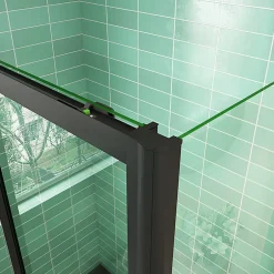 AICA Sanitaire Cabine de douche coulissante avec l'amortisseur - Porte de douche en 8mm verre anticalcaire - profilé noir mat - 100x90x195 cm* Cabine De Douche