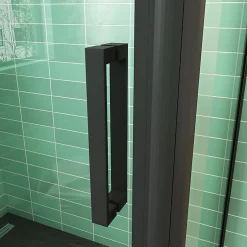 AICA Sanitaire Cabine de douche coulissante avec l'amortisseur - Porte de douche en 8mm verre anticalcaire - profilé noir mat - 100x90x195 cm* Cabine De Douche