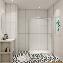 AICA Sanitaire cabine de douche coulissante 120x80x195cm,Installation réversible,8mm verre de sécurité,porte de douche coulissante* Cabine De Douche