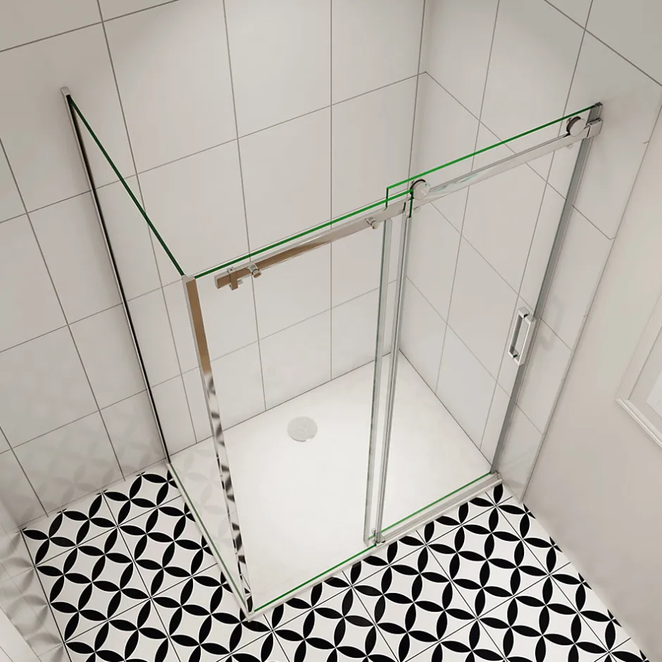 AICA Sanitaire cabine de douche coulissante 120x80x195cm,Installation réversible,8mm verre de sécurité,porte de douche coulissante* Cabine De Douche