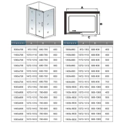 AICA Sanitaire cabine de douche coulissante 120x80x195cm,Installation réversible,8mm verre de sécurité,porte de douche coulissante* Cabine De Douche