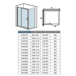 AICA Sanitaire Cabine de douche coulissante avec l'amortisseur - Porte de douche en 8mm verre anticalcaire - profilé noir mat - 110x80x195 cm* Cabine De Douche