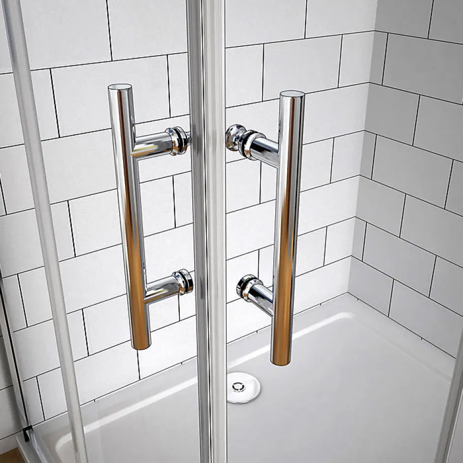 AICA Sanitaire Cabine de douche coulissante - Verre anticalcaire 6 mm - Accès par angle - Poignée en acier inox chromé - 70x70x195 cm* Cabine De Douche