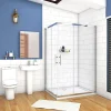 AICA Sanitaire Cabine de douche coulissante - Verre anticalcaire 6 mm - Accès par angle - Poignée en acier inox chromé - 100x80x195 cm
