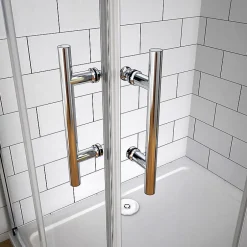 AICA Sanitaire Cabine de douche coulissante - Verre anticalcaire 6 mm - Accès par angle - Poignée en acier inox chromé - 110x70x195 cm* Cabine De Douche