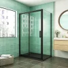 AICA Sanitaire Cabine de douche coulissante avec l'amortisseur - Porte de douche en 8mm verre anticalcaire - profilé noir mat - 120x90x195 cm