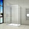 AICA Sanitaire Cabine de douche coulissante avec 2 parois - 140x80x190cm - 5mm Verre transparent - alu chromé - Montage réversible* Cabine De Douche