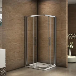 AICA Sanitaire Cabine de douche coulissante angle 80x80x185 cm - Verre sécurit 6 mm - Chrome* Cabine De Douche