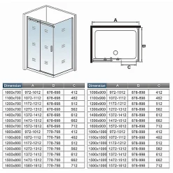 AICA Sanitaire Cabine de douche d'angle - 150x80x195 cm - 8mm verre anticalcaire - porte coulissante - Chrome* Cabine De Douche