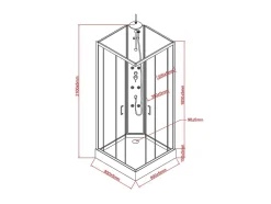 Vente-unique Cabine de douche d'angle hydromassante - L80 x l80 x H225 cm - KIVORA