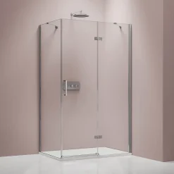 Bernstein Cabine de douche d'angle verre 8mm, 1 porte battante, Profilé Chrome - NT403 - 90x120x195cm