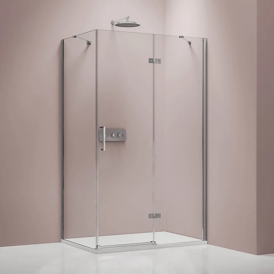 Bernstein Cabine de douche d'angle verre 8mm, 1 porte battante, Profilé Chrome - NT403 - 90x120x195cm