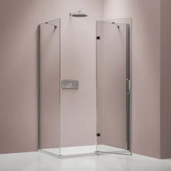 Bernstein Cabine de douche d'angle verre 8mm, 1 porte battante, Profilé Chrome - NT403 - 90x120x195cm