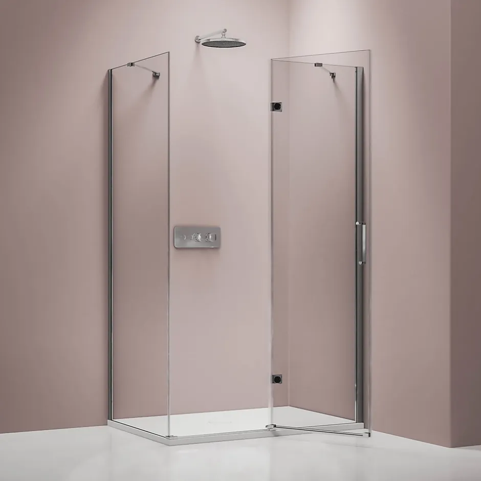 Bernstein Cabine de douche d'angle verre 8mm, 1 porte battante, Profilé Chrome - NT403 - 90x120x195cm