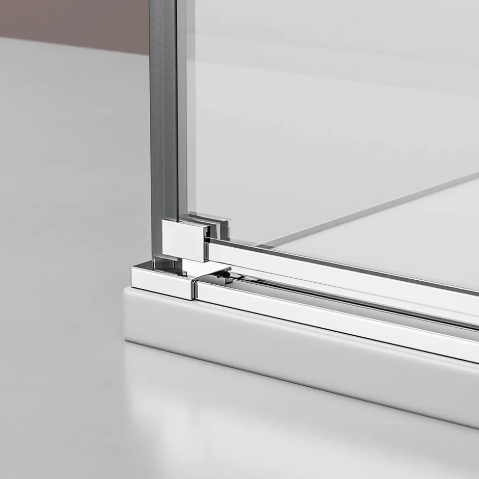 Bernstein Cabine de douche d'angle verre 8mm, 1 porte battante, Profilé Chrome - NT403 - 90x120x195cm