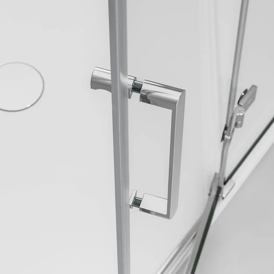 Bernstein Cabine de douche d'angle verre 8mm, 1 porte battante, Profilé Chrome - NT403 - 90x120x195cm