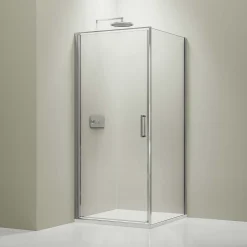 Bernstein Cabine de douche d'angle 100x100x195cm (LxPxH) verre 8mm, 1 porte battante 100cm, Profilé chrome - NT416* Porte De Douche