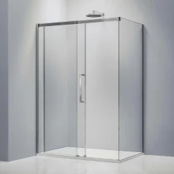 Bernstein Cabine de douche en coin, verre trempé 8mm, portes coulissantes, profilé chrome - DX906 FLEX - 120x80x195cm (LxPxH)