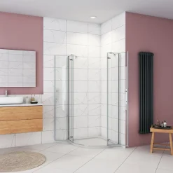 AICA Sanitaire Cabine de douche en quart de cercle chromé 80x80x195cm,Cabine de douche intégrale d'angle,porte de douche pivotante* Cabine De Douche
