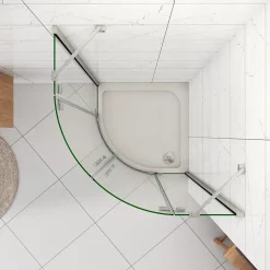 AICA Sanitaire Cabine de douche en quart de cercle chromé 80x80x195cm,Cabine de douche intégrale d'angle,porte de douche pivotante* Cabine De Douche