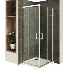 Saniverre Cabine De Douche H190 85x85cm - Verre Transparent Portes Coulissantes Lana+ (sans Receveur) -