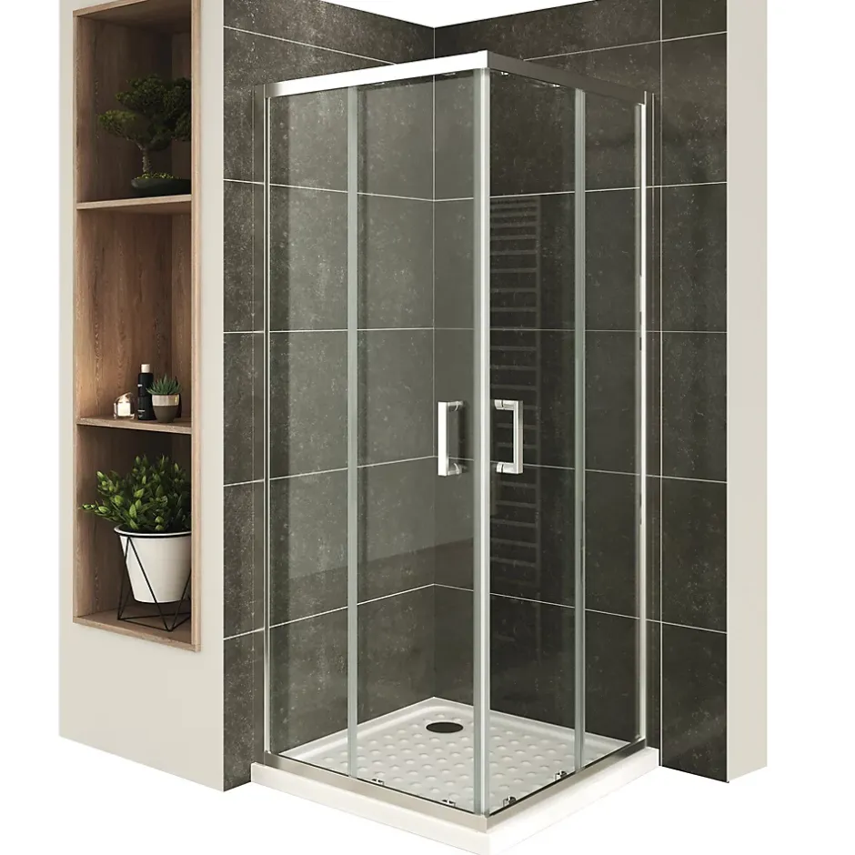 Saniverre Cabine De Douche H180 70x100cm - Verre Transparent Portes Coulissantes Lana+ (sans Receveur) -