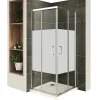 Saniverre Cabine De Douche H180 90x100cm - Verre Centre-opaque Portes Coulissantes Lana+ (sans Receveur) -* Cabine De Douche