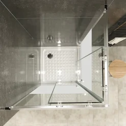Saniverre Cabine De Douche H180 90x100cm - Verre Centre-opaque Portes Coulissantes Lana+ (sans Receveur) -* Cabine De Douche