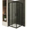 Saniverre Cabine De Douche H180 80x100cm - Verre Transparent Portes Coulissantes Lanablack+ (sans Receveur) -* Cabine De Douche