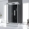 Aurlane Cabine de douche Hydromassante 110x80x215 cm - Fond Noir et Profilés Gris - BLACK STYLE