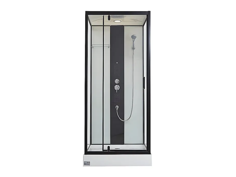 Vente-unique Cabine de douche hydromassante - 2 zones de jets de massage - L90 x P90 x H215 cm - pluie tropicale et douchette - PRIMEA* Cabine De Douche