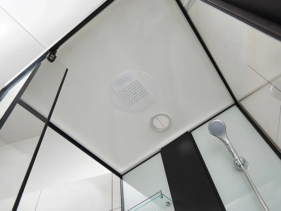Vente-unique Cabine de douche hydromassante - 2 zones de jets de massage - L90 x P90 x H215 cm - pluie tropicale et douchette - PRIMEA* Cabine De Douche