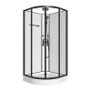 Vente-unique Cabine de douche hydromassante en fibre de bambou - Noir mat - L80 x l80 x H225 cm - ZALIFA* Cabine De Douche