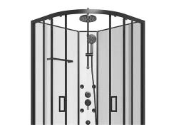 Vente-unique Cabine de douche hydromassante en fibre de bambou - Noir mat - L80 x l80 x H225 cm - ZALIFA* Cabine De Douche