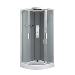 GoodHome Cabine de douche hydromassante quart de cercle 90 x 90 cm, profilés chromés, Beloya* Cabine De Douche
