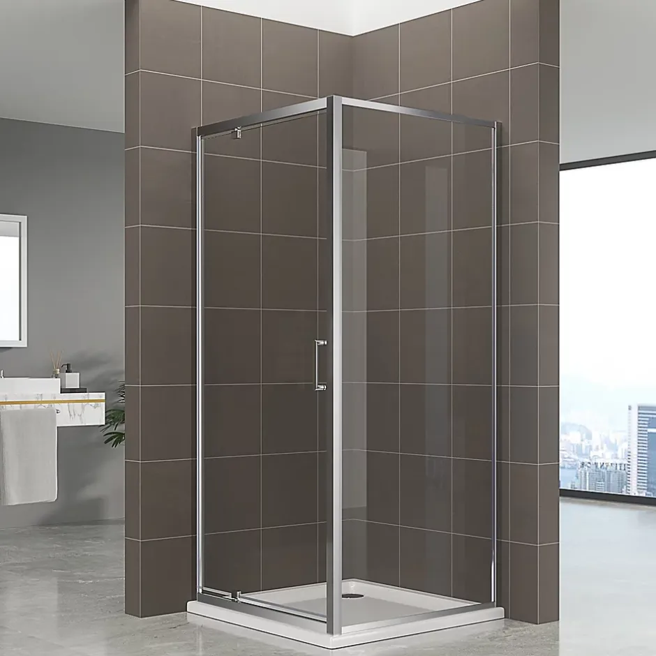 Saniverre Cabine de douche IBEA H.190 cm porte pivotante verre transparent 90 x 90 cm -* Cabine De Douche