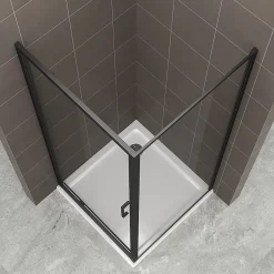 Saniverre Cabine de douche IBEABLACK H.190 cm porte pivotante verre transparent 90 x 70 cm (porte 90) -