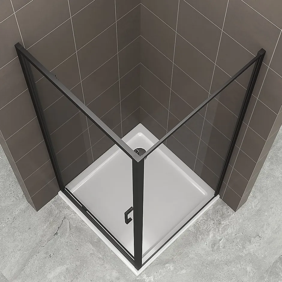 Saniverre Cabine de douche IBEABLACK H.190 cm porte pivotante verre transparent 90 x 70 cm (porte 90) -