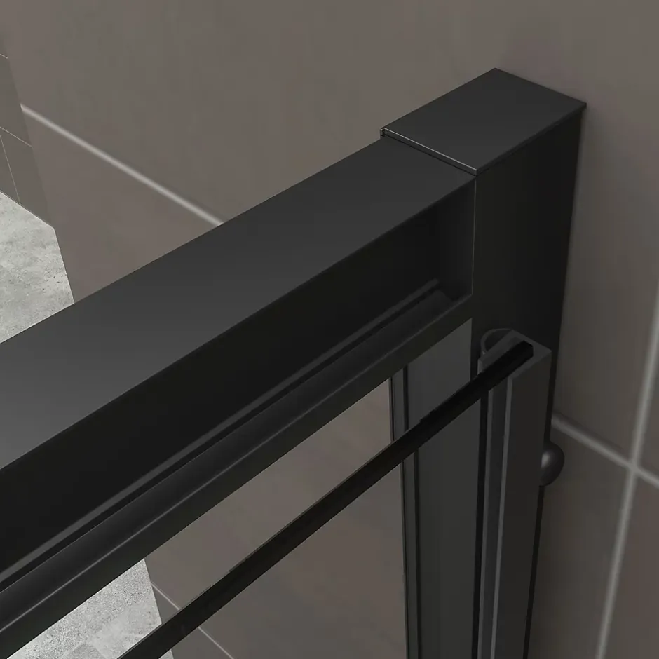 Saniverre Cabine de douche IBEABLACK H.190 cm porte pivotante verre transparent 90 x 70 cm (porte 90) -