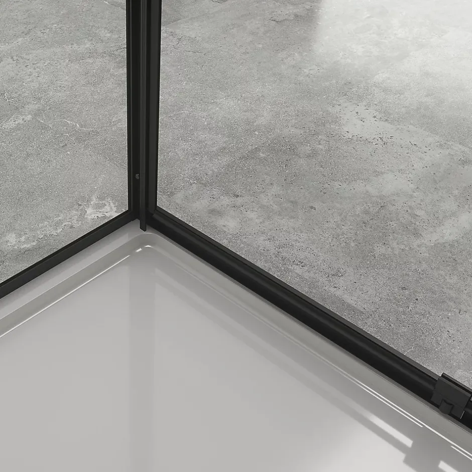 Saniverre Cabine de douche IBEABLACK H.190 cm porte pivotante verre transparent 90 x 70 cm (porte 90) -