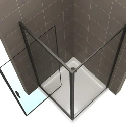 Saniverre Cabine de douche IBEABLACK H.190 cm porte pivotante verre transparent 70 x 80 cm (porte 70) -* Cabine De Douche